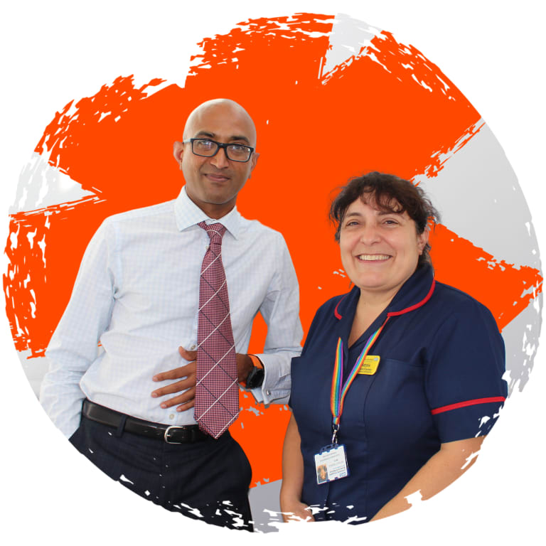  Image of Consultant Paediatric Rheumatologist BRHC, A.V.Ramanan and Natalie Fineman, Lead Nurse for Research at Bristol Royal Hospital for Children