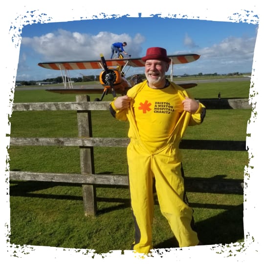 Neal did a wing walk to raise money for Bristol & Weston Hospitals Charity
